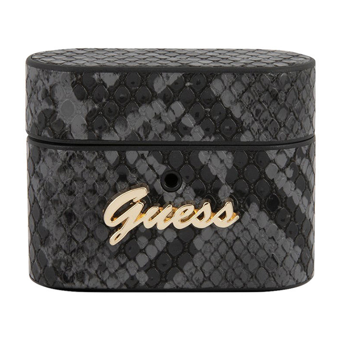 Чехол кожаный Guess Python with metal logo для AirPods Pro