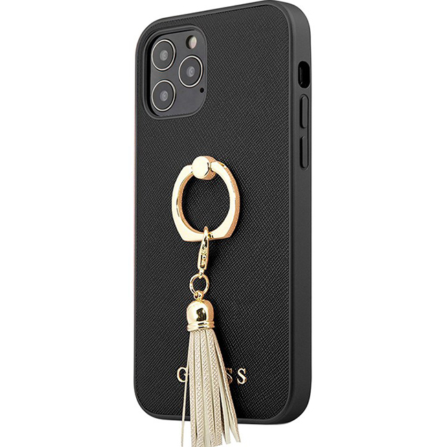 Чехол iPhone 12, 12 Pro Накладка Пластик Guess Saffiano+Ring