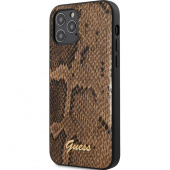 Чехол iPhone 12, 12 Pro Накладка Кожзам Guess Animal Python Metal logo Hard