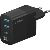 Сетевое ЗУ Deppa 11395 с дисплеем, 30 ватт, 3 выхода: USB-A (2шт), USB-C