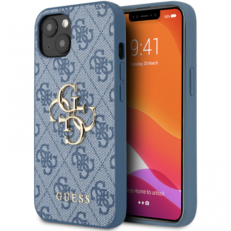 Чехол iPhone 13 Накладка Кожзам Guess Big metal Logo Hard