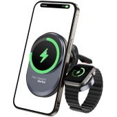 Автодержатель Benks CZ06, в решетку, 15 ватт, с зарядкой для Apple Watch, MagSafe