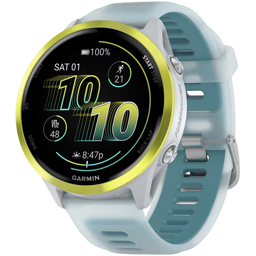 Garmin Forerunner 570, 47мм, Cветло-серые, Бирюзовый ремешок